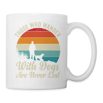 Those Who Wander With Dogs Retro Sunset - Mug - white - Right