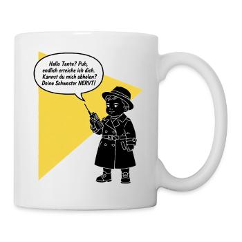 Bonjour tante - tu décroches ? Ta sœur est drôle et agaçante - Mug blanc - blanc - Droite