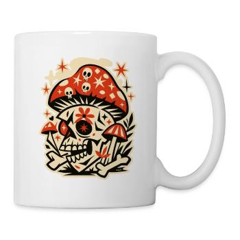Pilz Totenkopf Retro Psychedelia - Tasse - Weiß - Rechts
