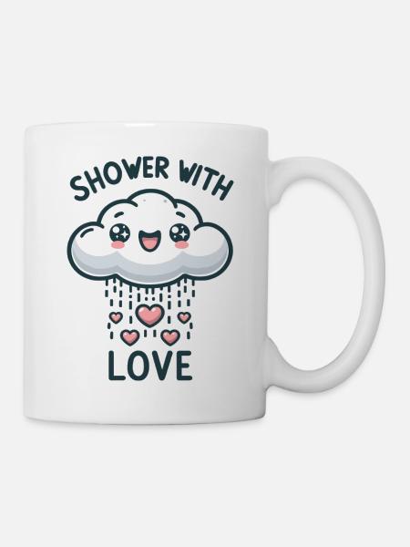 Regenwolke der Liebe mit Herzen - Tasse - Weiß