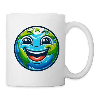 Fröhliche Erde Cartoon - Tasse - Weiß - Rechts