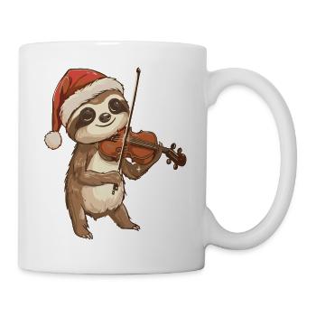 Christmas Sloth Animal Playing Violin Art - Mug - white - Right