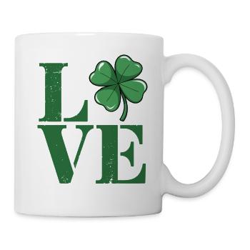 Love Kleeblatt Vintage Grün - Tasse - Weiß - Rechts
