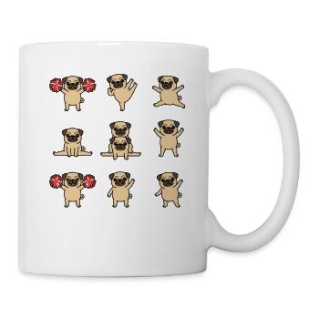 Lustige Turnende Mops Cheerleader Reihe - Tasse - Weiß - Rechts