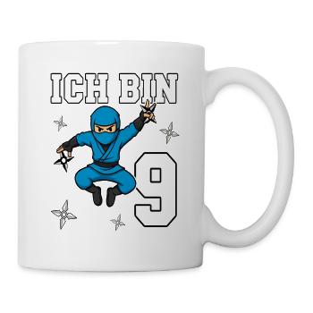 Je suis 9 Ninja, 9e anniversaire Blue Karaté - Mug blanc - blanc - Droite