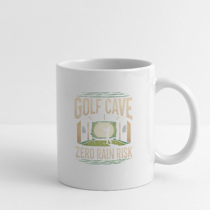 Simulateur de golf, grotte de golf, zéro risque de pluie Mug blanc