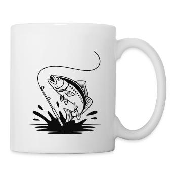 Accroché à la pêche - Pêcheur Spruch - Mug blanc - blanc - Droite