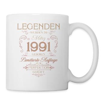 Cadeau pour le 35e anniversaire Mars 1991 Vintage Rétro - Mug blanc - blanc - Droite
