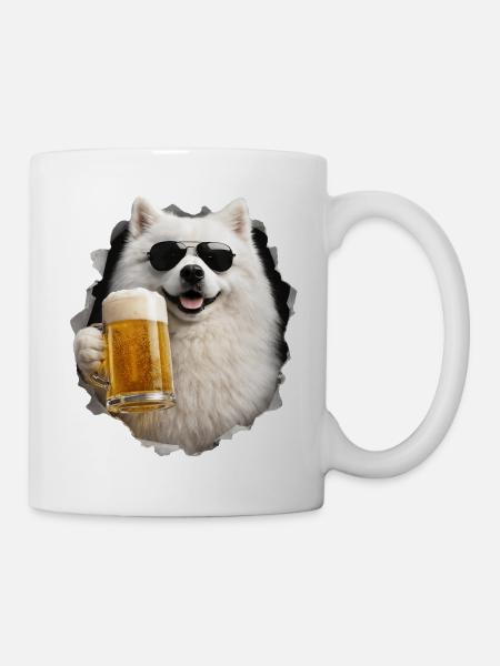 Japanischer Spitz Bier - Tasse - Weiß
