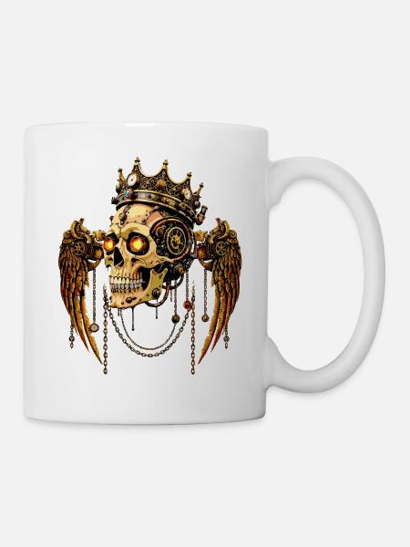 STEAMPUNK SCHÄDEL KRONE - Tasse - Weiß