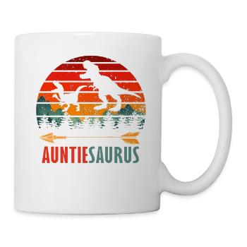 Auntiesaurus Dinosaur Aunt Retro Sunset - Mug - white - Right