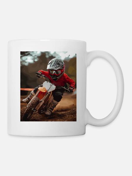 Motocross-Rasender im roten Anzug - Tasse - Weiß