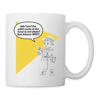 Bonjour tante - tu décroches ? Ta sœur est drôle et agaçante - Mug blanc - blanc - Droite