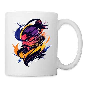 Guerrier samouraï dans un motif de manga kung-fu de tempête en couleur - Mug blanc - blanc - Droite