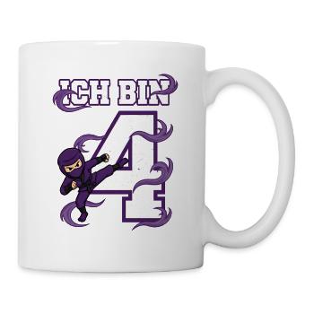 Je suis 4 Ninja 4e anniversaire Karaté Violet - Mug blanc - blanc - Droite