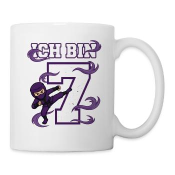 Ich bin 7 Ninja 7. Geburtstag Lila Karate - Mug - white - Right