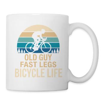 Old Guy Fast Legs Bicycle Life Retro - Mug - white - Right