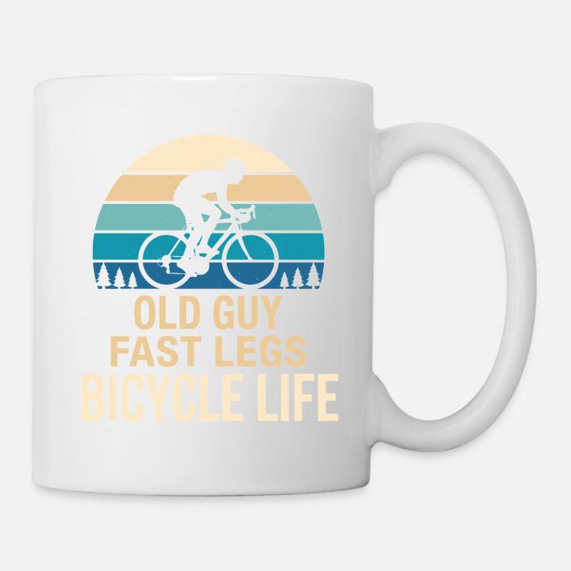 Old Guy Fast Legs Bicycle Life Retro - Mug - white
