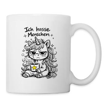Cute unicorn doodle style with saying - Mug - white - Right