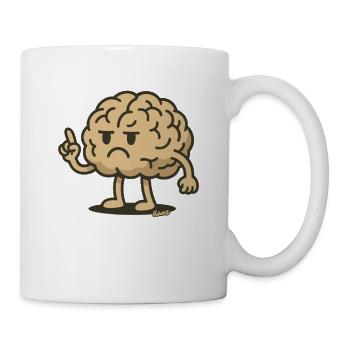 Brain figure with raised index finger - Mug - white - Right