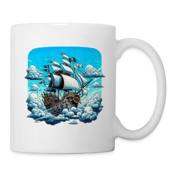 Navire pirate au-dessus d’une mer de nuages - Mug blanc - blanc - Droite