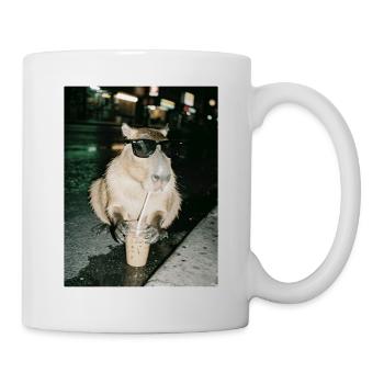 Café glacé au capybara, photo drôle de capybara - Mug blanc - blanc - Droite