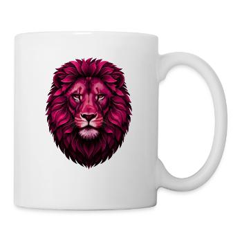 Lion rose avec crinière fleurie - Mug blanc - blanc - Droite