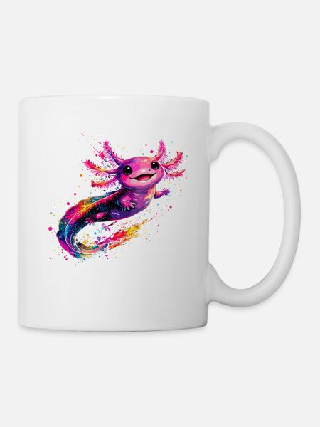 Bunter Axolotl Splash – Für Axolotl Fans - Tasse - Weiß