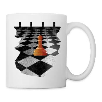 Pion orange sur un échiquier noir et blanc - Mug blanc - blanc - Droite