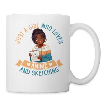 Nur Ein Mädchen, Das Anime Liebt Und Afro Zeichnet - Tasse - Weiß - Rechts