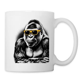 Gorilla Halftone – Neon Gelbe Sonnenbrille - Tasse - Weiß - Rechts