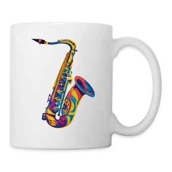 Neon-Saxophon Pop Art - Tasse - Weiß - Rechts