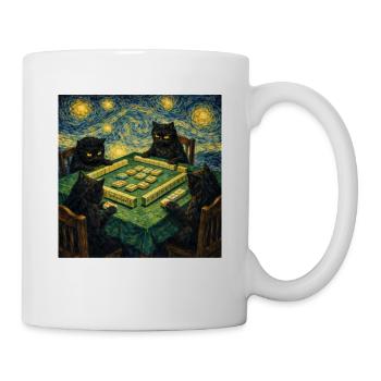 Des chats jouant au Mahjong Van Gogh - Mug blanc - blanc - Droite