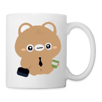 Müder Kawaii-Bär mit Kaffee - Tasse - Weiß - Rechts