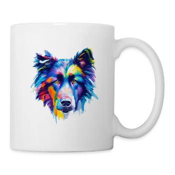 Belgische Schäferhund-Abstrakte farbenfrohe Hundekunst - Tasse - Weiß - Rechts
