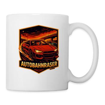 Roter Sportwagen Autobahnraser Poster - Tasse - Weiß - Rechts