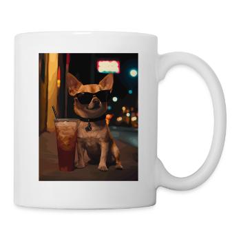 Chihuahua Nachtglanz mit Sonnenbrille - Tasse - Weiß - Rechts