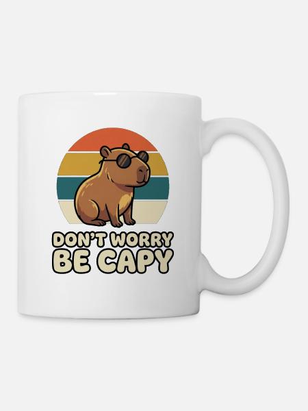 Keine Sorge Sei capy Funny Capybara Retro - Tasse - Weiß