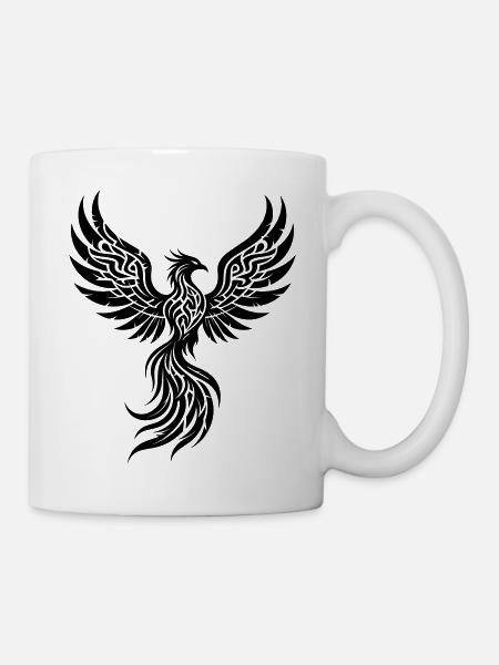 Phoenix Tribal Symbol of Rebirth - Mug - white