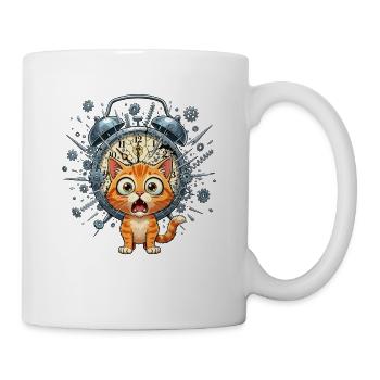 Steampunk-Katze vor Uhrwerk - Tasse - Weiß - Rechts