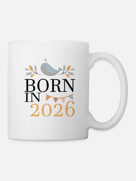 Født i 2026 Babyhval snart en gave til mamma - Kopp - hvit
