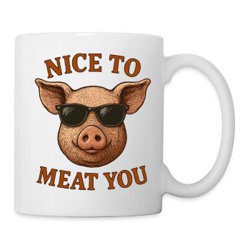 Cochon avec des lunettes de soleil Sympa de te dévorer - Mug blanc - blanc - Droite