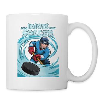 Eishockey Humor, besser als Fußball - Tasse - Weiß - Rechts