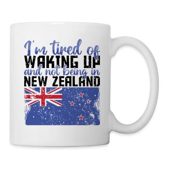 Tired Waking Up Not Being In New Zealand NZ - Mug - white - Right