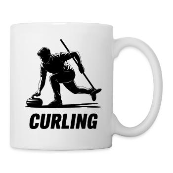 Silhouette d’action d’athlète Homme Curling - Mug blanc - blanc - Droite