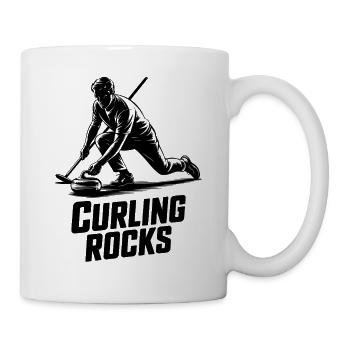 Curling Rocks Winter Sports Silhouette Man - Mug - white - Right