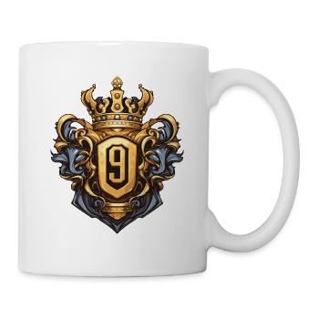 9 Zahl Wappen - Tasse - Weiß - Rechts