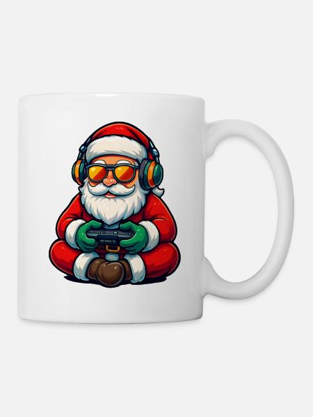 Gamer Weihnachtsmann Spielt Videospiel-Controller - Tasse - Weiß