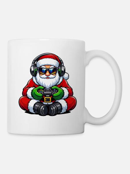 Gamer Weihnachtsmann Spielt Videospiel-Controller - Tasse - Weiß
