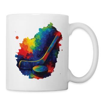 Crosse de Hockey Multicolore Style Aquarelle - Mug blanc - blanc - Droite